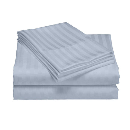 Royal Comfort 1200 Thread count Damask Stripe Cotton Blend sheet sets King Blue Fog-1951134870315077634