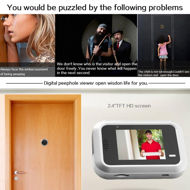2.4 Screen 2.0Mp Security Camera With Tf Card Support - No Disturb Peephole Viewer-1915196598938374146