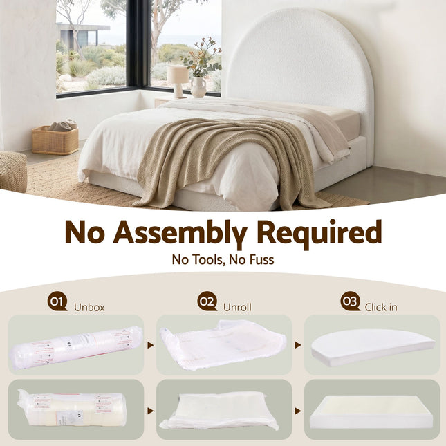 Artiss Queen Bed Frame Boucle Fabric Vacuum Compressed Beds Removable Washable Cover No-Assembly