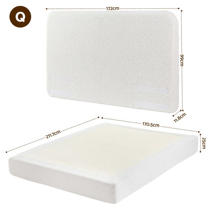 Artiss Queen Bed Frame Boucle Fabric Vacuum Compressed Beds Washable Cover No-Assembly