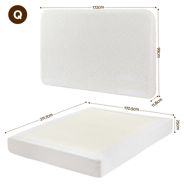 Artiss Queen Bed Frame Boucle Fabric Vacuum Compressed Beds Washable Cover No-Assembly