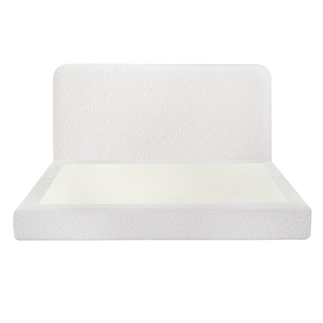 Artiss Queen Bed Frame Boucle Fabric Vacuum Compressed Beds Washable Cover No-Assembly