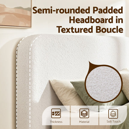 Artiss Queen Bed Frame Boucle Fabric Vacuum Compressed Beds Washable Cover No-Assembly