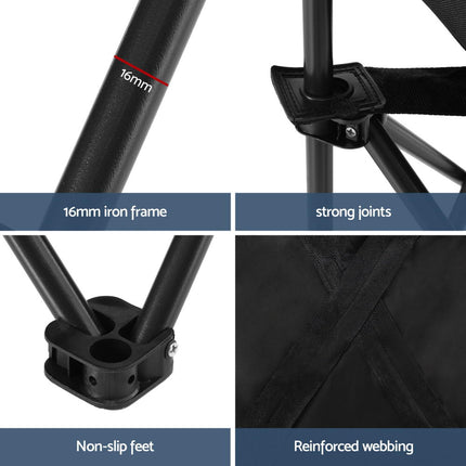 Weisshorn Folding Camping Moon Chair Portable Seat Weight Capacity 120KG Black