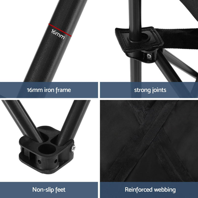 Weisshorn Folding Camping Moon Chair Portable Seat Weight Capacity 120KG Black