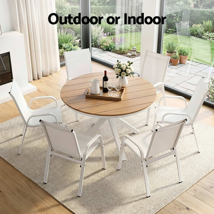 Gardeon 7PCS Outdoor Dining Set Table and Chairs Patio Garden Furniture Steel