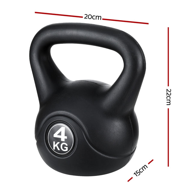 Everfit 4kg Kettlebell Set Weight Lifting Bench Dumbbells Kettle Bell Gym Home