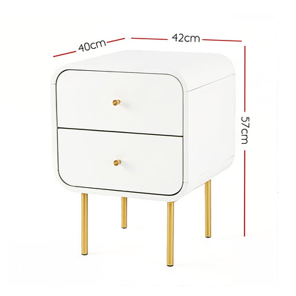 Artiss Bedside Table 2 Drawers Side End Table Nightstand White