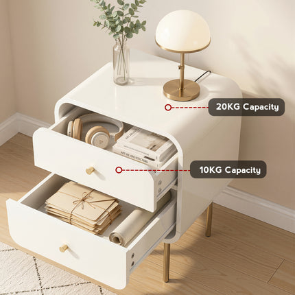 Artiss Bedside Table 2 Drawers Side End Table Nightstand White