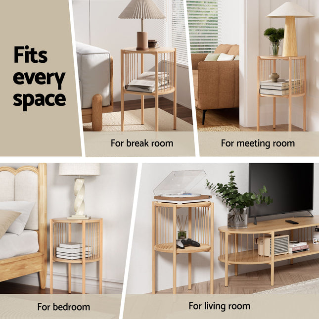 Artiss Set of 2 End Tables Coffee Table 2-Tier Round Wood