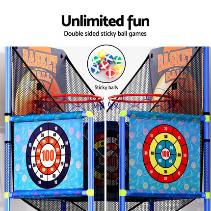 Basketball Arcade Game Electronic Scorer 3 Games Adjustable Kids Blue