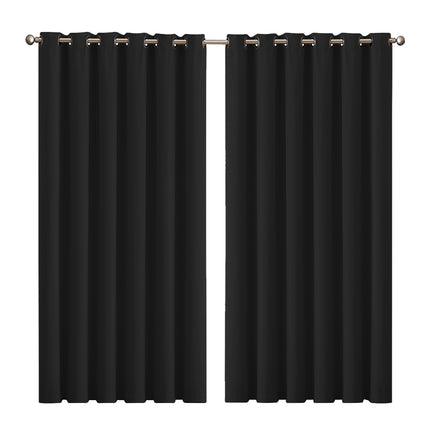 2x Blockout Curtains Panels 3 Layers Black-1975420490608676864