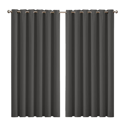 2x Blockout Curtains Panels 3 Layers Charcoal-1954802972563214336