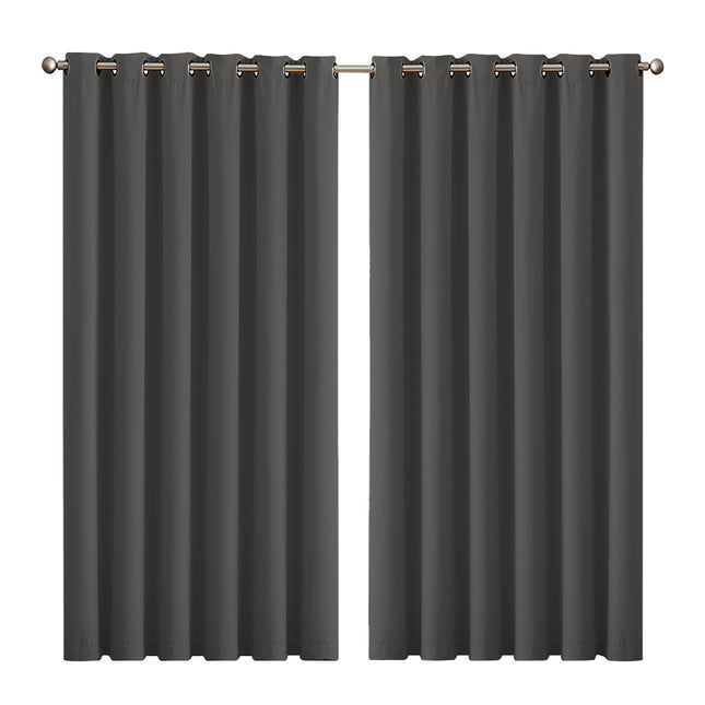 2x Blockout Curtains Panels 3 Layers Charcoal-1975420490784837632