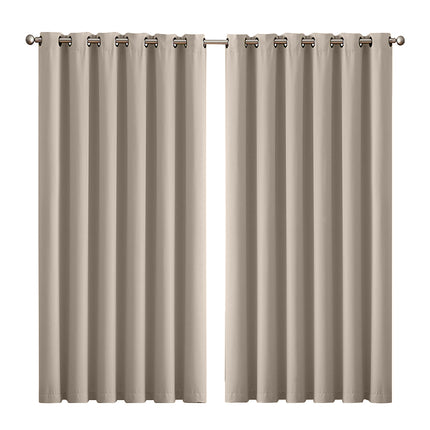 2x Blockout Curtains Panels 3 Layers Beige-1973194064174125056