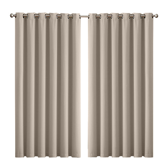 2x Blockout Curtains Panels 3 Layers Beige-1973194064174125056