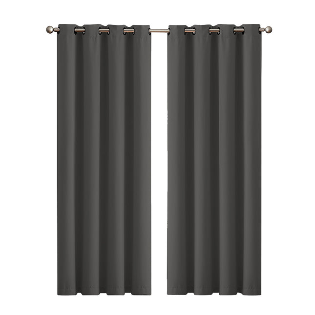 2x Blockout Curtains Panels 3 Layers Charcoal CD1003-132X213-GR-1954802970923241472