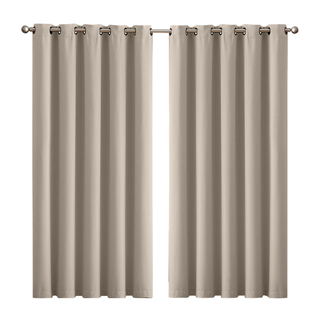 2x Blockout Curtains Panels 3 Layers Beige-1954802971330088960