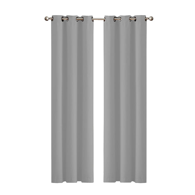 2x Blockout Curtains Panels 3 Layers Grey-1954802970348621824