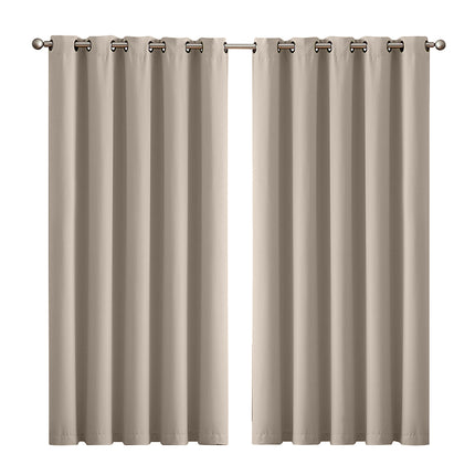 2x Blockout Curtains Panels 3 Layers Beige-1973194063431733248