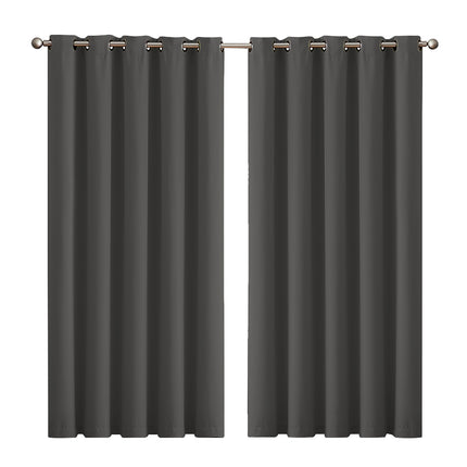 2x Blockout Curtains Panels 3 Layers Charcoal-1954802971753713664
