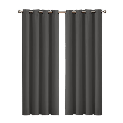 2x Blockout Curtains Panels 3 Layers Charcoal-1954802970172461056