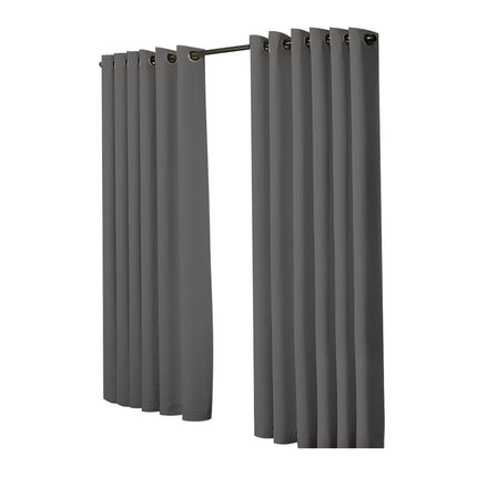 2x Blockout Curtains Panels 3 Layers Charcoal-1954802972563214337