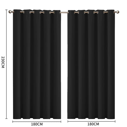 2x Blockout Curtains Panels 3 Layers Black-1954802971556581378
