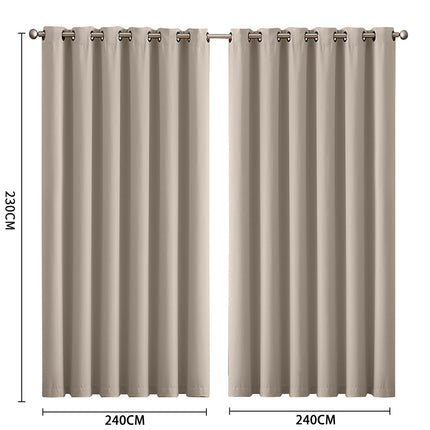 2x Blockout Curtains Panels 3 Layers Beige-1954802972160561154