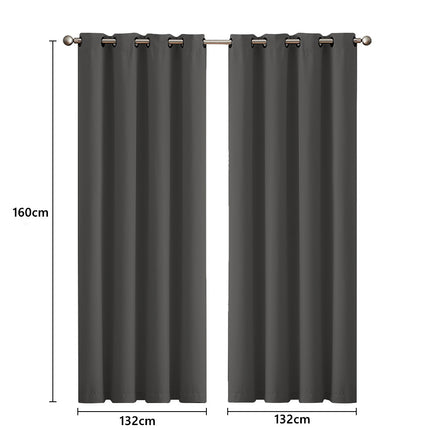 2x Blockout Curtains Panels 3 Layers Charcoal-1954802970172461058