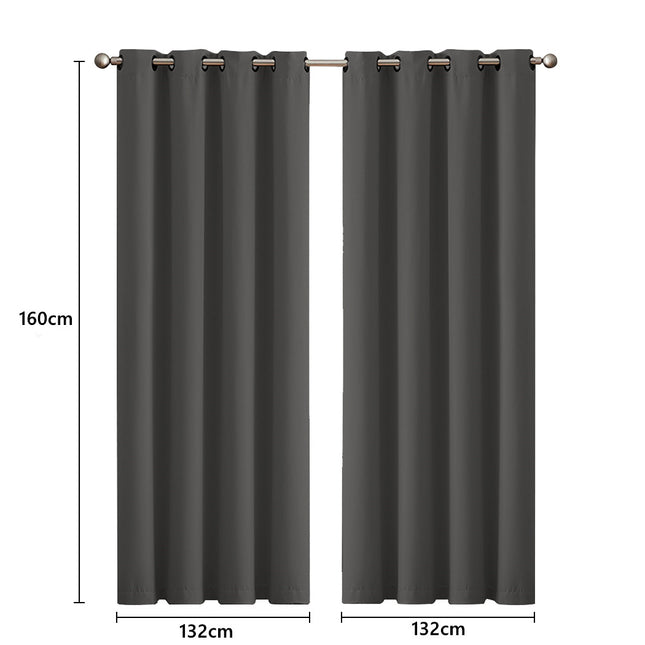2x Blockout Curtains Panels 3 Layers Charcoal-1954802970172461058