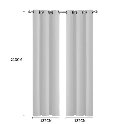 2x Blockout Curtains Panels 3 Layers Grey-1973194063247183874