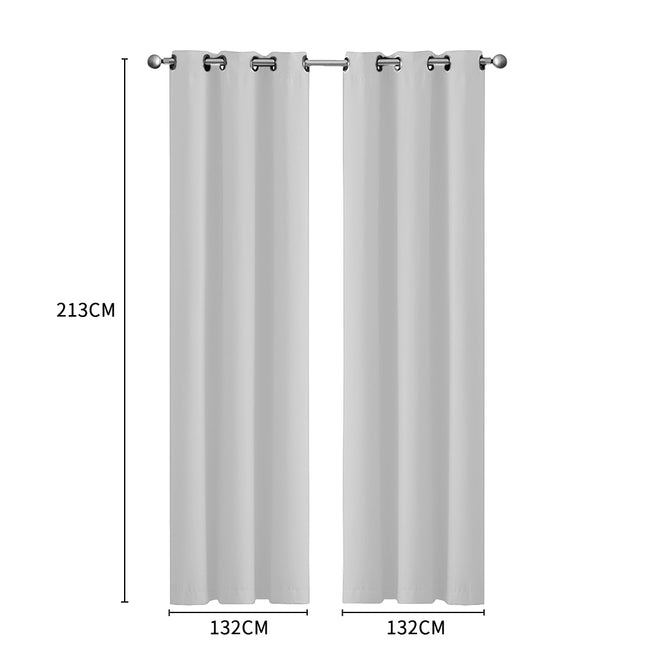 2x Blockout Curtains Panels 3 Layers Grey-1954802971111985154