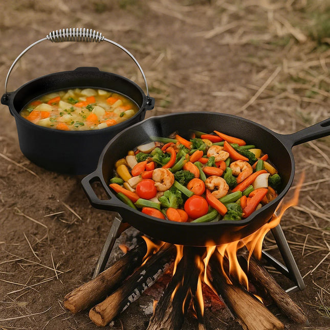 Toque 3PCS Cast Iron Frying Pan and Cast Iron Pot Set-1960920176627159046