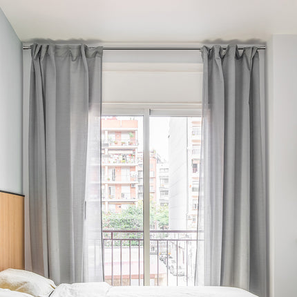 Marlow Satin Nickel Curtain Rod Steel Quiet Rail Pole Pommel Set Adjustable-1973193448018284550