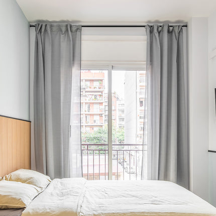 Marlow Black Curtain Rod Steel Quiet Rail Pole Pommel Set Extendable-1973193447833735174