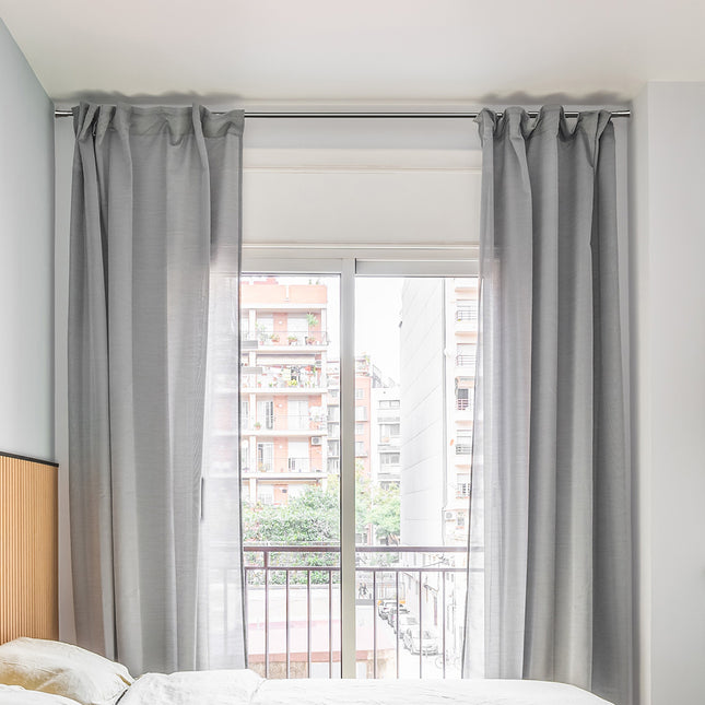 Marlow Satin Nickel Curtain Rod Steel Quiet Rail Pole Pommel Set Adjustable-1954802388523159558