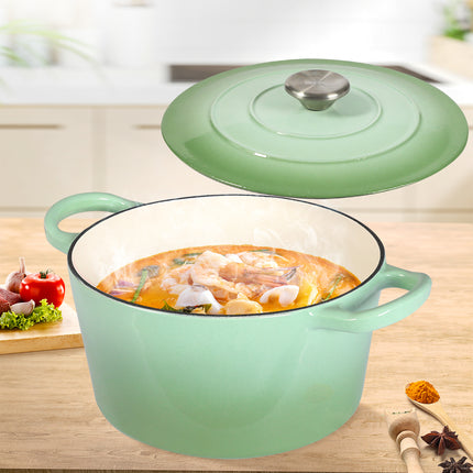 TOQUE 4L Enamel Dutch Oven Pot in Green Colour-1973193930761703430