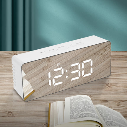 Alarm Clock Digital Led Mirror Desk Silver-1954802723509637126