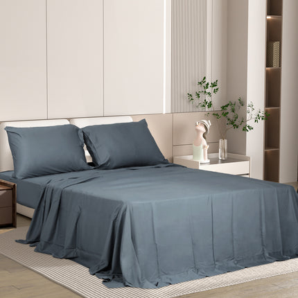Dreamz 4pcs Double Size 100% Bamboo Bed Sheet Set in Charcoal Colour-1954802918817402886