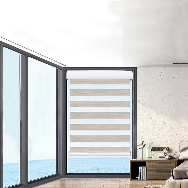 Marlow Blackout Zebra Roller Blind Curtains 60x210 Beige-1975420491535618054