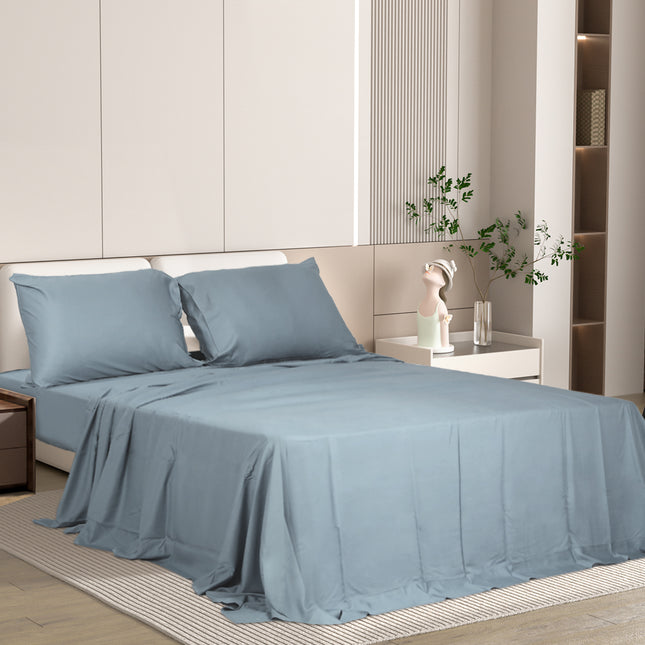 Dreamz 4pcs Double Size 100% Bamboo Bed Sheet Set in Grey Colour-1973194025527808006