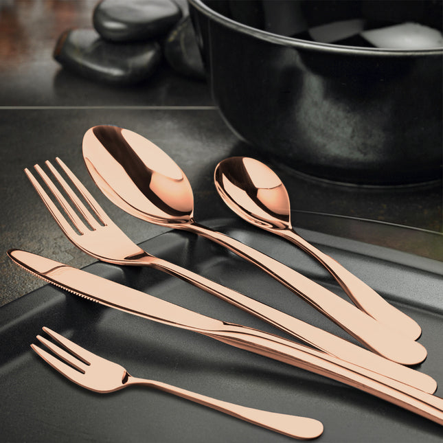 Stainless Steel Cutlery Set Glossy Knife Rose Gold-1973193929646018566