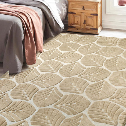 Marlow Floor Rug Soft Embossed Carpet Non Slip Plush Shaggy Rugs Leaf Pattern-1973193450954297350