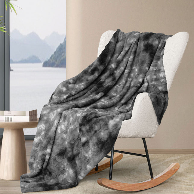 Dreamz Luxury Tie-dyed Blanket Grey 152cm x 203 cm-1975420383498735623