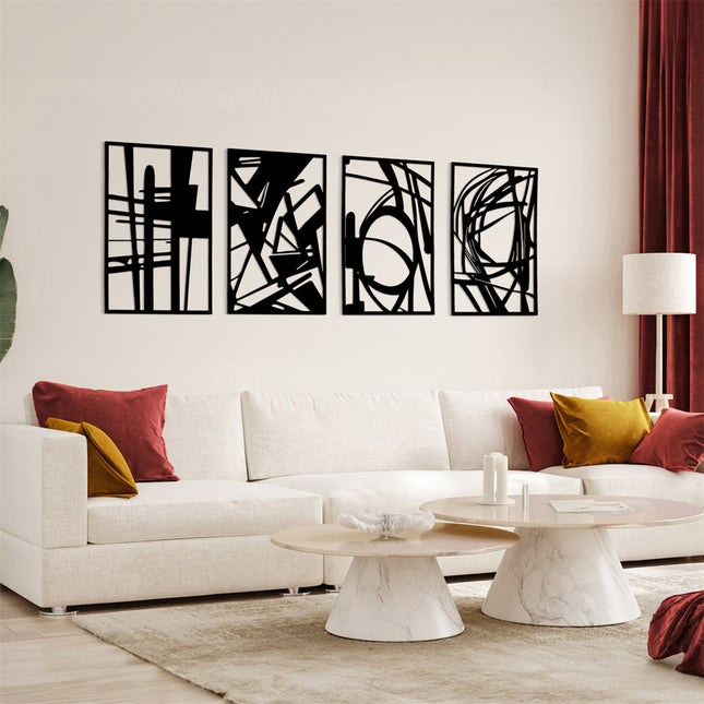 Yezi Metal Wall Art 4Pcs Abstract Minimalist Line Decor-1954802471444549638