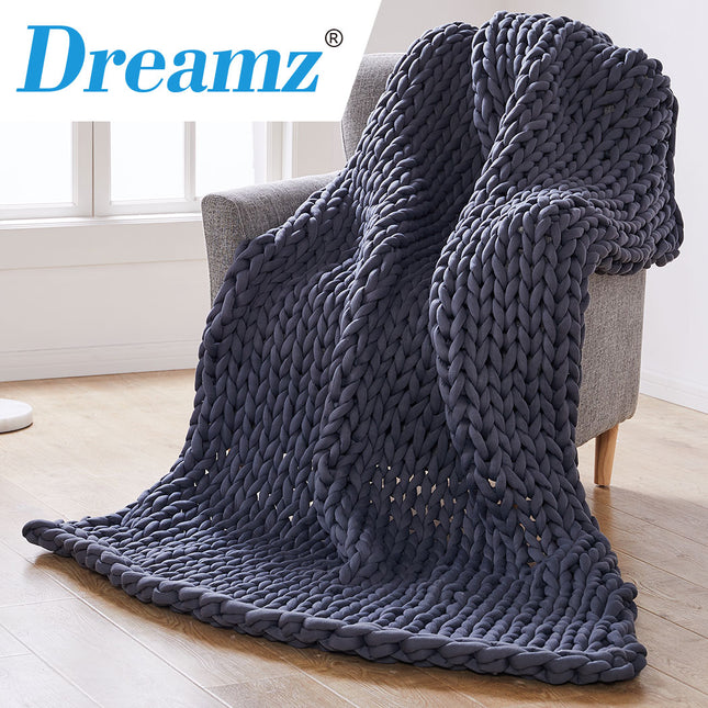 Dreamz Knitted Weighted Blanket Chunky Dark Grey Queen 9KG-1973194040547610630
