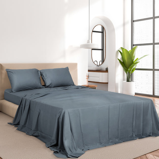 Dreamz 4pcs King Size 100% Bamboo Bed Sheet Set in Charcoal Colour-1973194026098233350