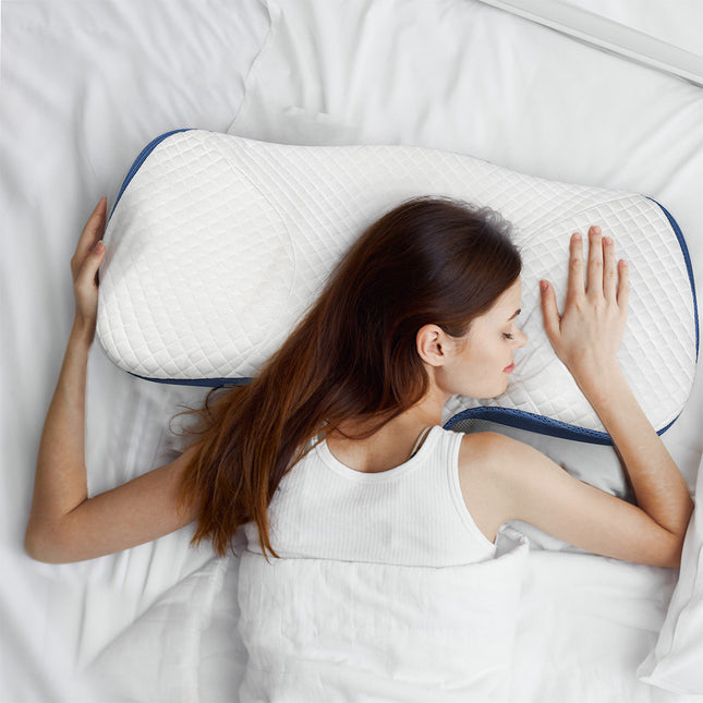 Dreamz Memory Foam Pillow Pillowcase Supprt Blue Rebound-1973193536178360326