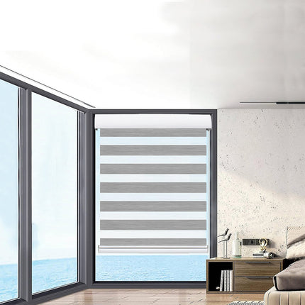 Marlow Blackout Zebra Roller Blind Curtains 90x210 Grey-1973194066216751110